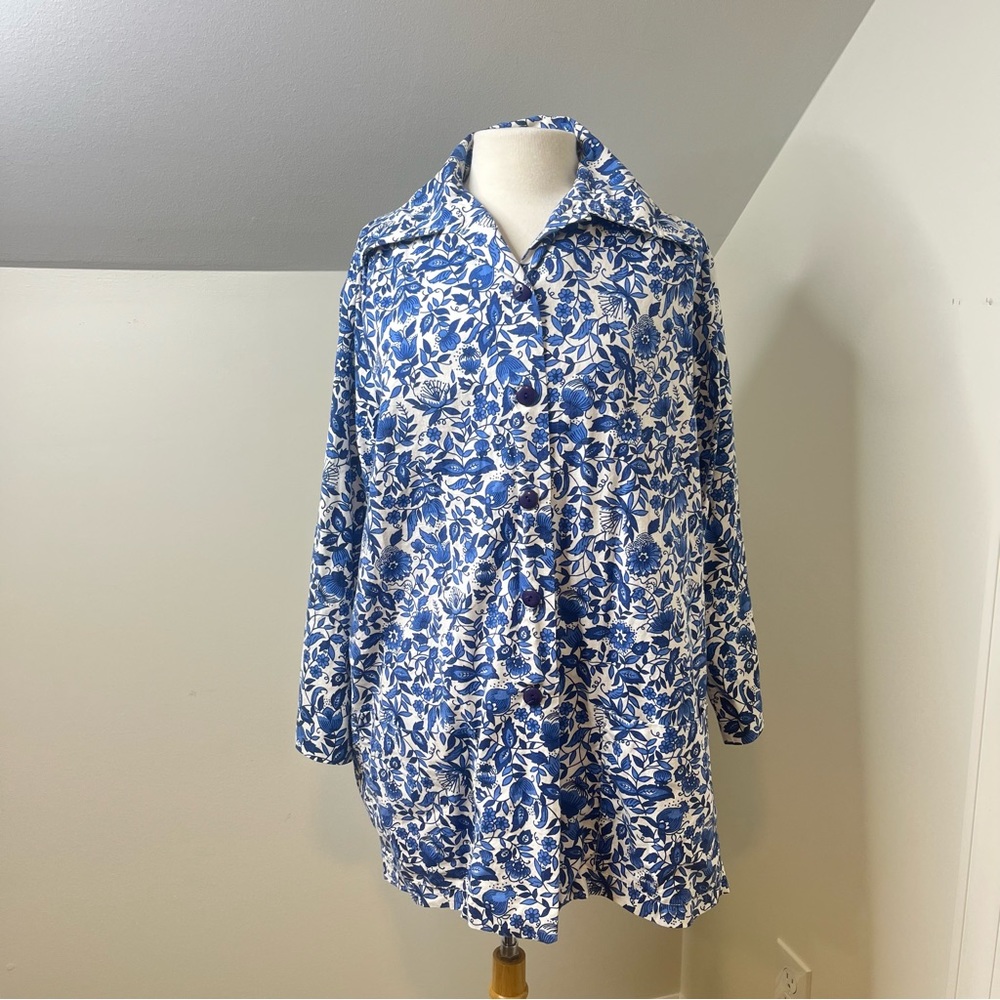 Vintage Aunt Abigail’s Attic Floral Housecoat Mini Button Down Dress